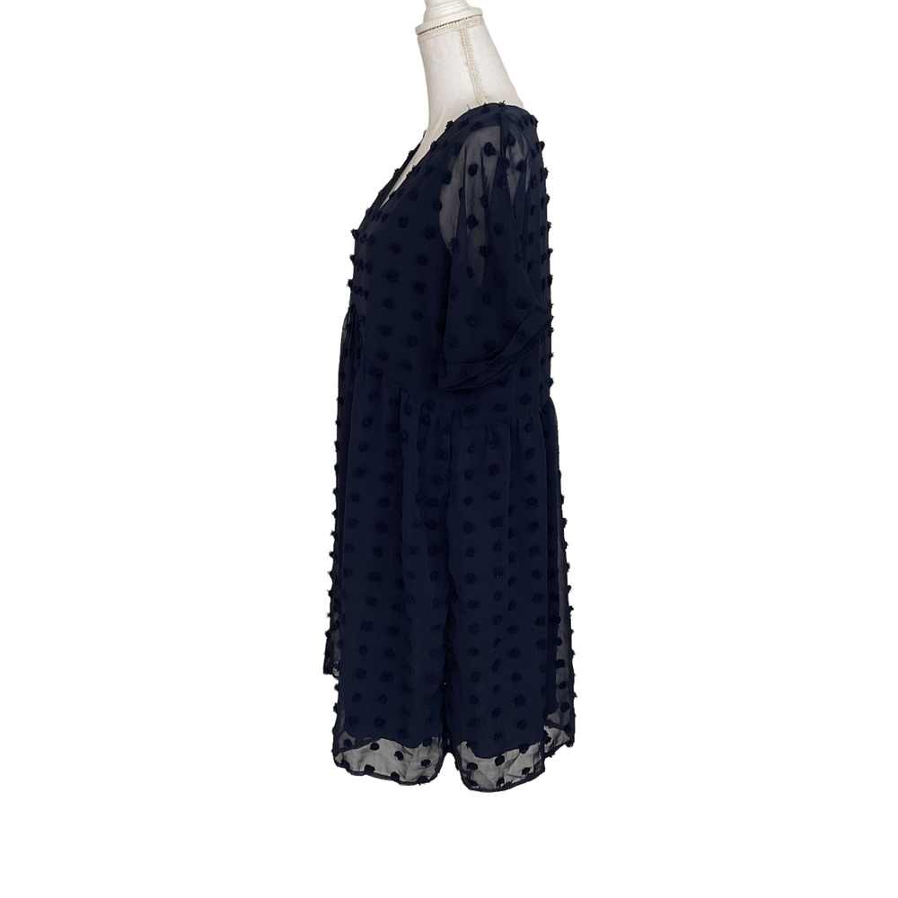 Kirundo NWT Swiss Dot Babydoll V Neck Mini Dress - Picture 4 of 7